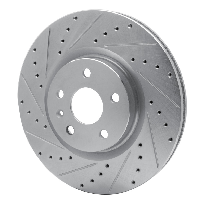 Cadillac CTS Brake Rotor (1) - Front Left - R1 Concepts - Drilled & Slotted - Silver - `08-`17